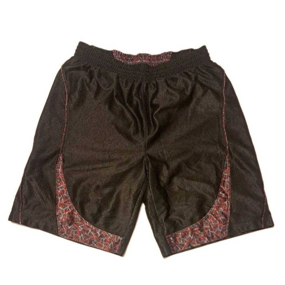 Champs Sports Men’s 2XL Black Mesh Basketball Shorts Red Trim Drawstring Y2K
